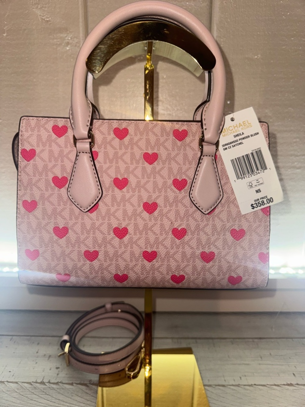 Michael Kors Pink Heart-Print Satchel - Picture 3 of 7